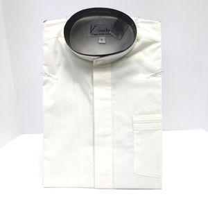 Valdise Boys Cream Dress Shirt with Banded Collar Pocket Sizes 8 - 18